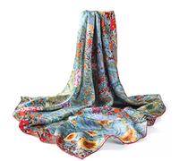 Prettystern Chal foulard de seda mujer con impresión de arte Art Nouveau Gustav Klimt 90cm cuadrado Jardín con girasoles P636