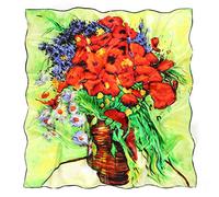Prettystern Fular foulard de seda mujer con impresión de arte van Gogh Jarrón con margaritas y amapolas P730