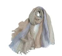 Prettystern Pañuelo de lino para hombre con flecos marítimo rayas verano bufanda, T122 Jaspeado Beige Azul Gris, 200 cm X 60 cm