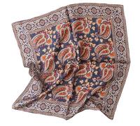Prettystern Señor Dame Bandana de Seda Pura Handrolliertes Seda Pañuelo Unisex Nickituch, 42 azul oscuro colorido Paisley, 53/53 cm, handgerollter Saum