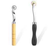 Pretwad 2 ruedas de copia, ruedas de copia para patrones de costura con mango de madera, herramientas de costura para coser en puntos, para patrones de costura de cuero