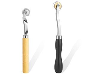 Pretwad 2 ruedas de copia, ruedas de copia para patrones de costura con mango de madera, herramientas de costura para coser en puntos, para patrones de costura de cuero