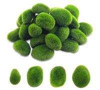 Pretwad 30 piedras de musgo artificiales, 3 tamaños, cubiertas de musgo verde, bolas de musgo artificiales para decoración de jardín, decoración de musgo artificial para plantas en macetas