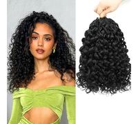 Pretwisted Gogo Curl Crochet Hair 14 Inch 8 Packs Curly Crochet Hair for Women Pre looped Ocean Wave Crochet Hair Beach Curl Crochet Hair Deep Wave Crochet Braiding Hair Extensions (1B, 14inch)