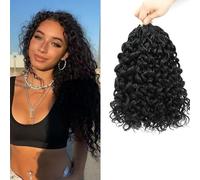 Pretwisted Gogo Curl Crochet Hair 18 Inch 8 Packs Curly Crochet Hair for Women Pre looped Ocean Wave Crochet Hair Beach Curl Crochet Hair Deep Wave Crochet Braiding Hair Extensions (1B, 18inch)