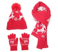 PRETYZOOM 1 Juego Gorro De Invierno Disfraz De Navidad Guantes Navideños Con Dedos Completos Guantes Para Pantalla Guantes De Escalada Mujer Bufandas Tela Perder Sombrero De Invierno Ciervo