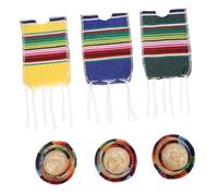 PRETYZOOM 1 Juego Juego De Botellas De Vino Mexicano. Ponchos Poncho Mexicano Cubierta De Capa para Botella De Cerveza Wine Bottle Decoration Pequeños Sombreros De Mini Sarapes