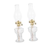 PRETYZOOM 1 Juego Lámpara De Queroseno De Vidrio Lámpara De Vela Lámpara De Aceite Retro Frío Iluminación del Hogar Quemador Lámpara De La Vendimia Calentador De Velas Tiki Planchar 2 Piezas