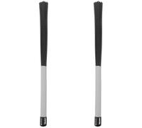 PRETYZOOM 1 Par de Baquetas y Escobillas de Batería de Nailon Mango Gris y Cepillo Ondulado Negro 38 X 2 X 2 CM Accesorios de Percusión Versátiles para Jazz Práctica y Caja Ideales para