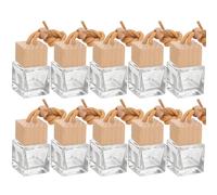 PRETYZOOM 10 Botellas de Perfume para Coche Colgantes de Vidrio Tapa Cuadrada, Cuerda de Cáñamo, Capacidad 10ml, Difusor de Aroma Adecuado para Armarios y Dormitorios
