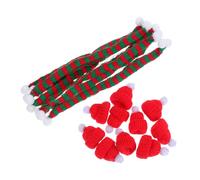 PRETYZOOM 10 Juegos Tapón Decorativo para Botella de Vino Gorro de Punto para Muñecas Mini Bufandas Navideñas Adornos Navideños para Botellas Manualidades DIY para Decoración Navideña