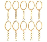 PRETYZOOM 10 Llaveros de Metal Dorados Cadena y Anillo Redondo para Diy, Superficie Lisa y Diseño Creativo, Accesorios Ideales para Regalos y Manualidades