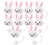 PRETYZOOM 10 Piezas Tapones de Pajitas Reutilizables Diseño de Conejo de Silicona de Color Claro, Protección Hermética para Pajitas en Fiestas y Reuniones