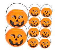 PRETYZOOM 10 Unidades Cubos de Calabaza de Plástico Mini 7 Cm para Halloween, Cubo de Golosinas Portátil Naranja, Decoración Temática para Fiesta y Centro de Mesa, Contenedores Reutilizables