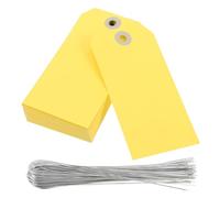 PRETYZOOM 100 Unidades Etiquetas para Maletas de Viaje en Papel Amarillo con Alambre de Hierro, Ahorro Reducción de Errores para Inventario y Embalaje