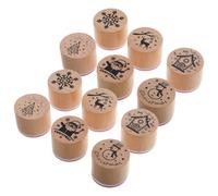 PRETYZOOM 12 Piezas Sellos Navideños de Madera para Scrapbooking y Manualidades Estampadores DIY con Diseños de Papá Noel Copos Renos para Decoración y Tarjetas Festivas