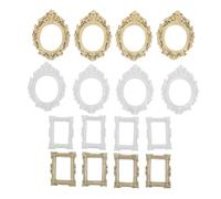 PRETYZOOM 16 Mini Marcos de Fotos Vintage Barrocos en Plástico, Marco Ovalado y Cuadrado en Colores Perla Dorada y Marfil, para Manualidades DIY y Decoración de Fundas de Teléfono
