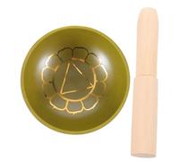 PRETYZOOM 1juego Tazón De Canto De Cuenco Para Yoga y Budismo Nepal Con De Madera Para Decoración y Relajación Diámetro De Color Amarillo