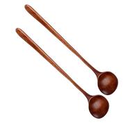 PRETYZOOM 2 Cucharas de Madera Mango Largo de 28 Cm para Cocinar y Servir Sopa, Material Resistente Que Protege las Manos del Calor, Ideales para Restaurante y Cocina