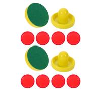 PRETYZOOM 2 Juegos de Empujadores de Plástico Amarillos 96Mm con Almohadillas Antipelusa y 4 Discos Rojos de 64Mm para Mesa de Hockey de Aire Accesorios de Repuesto para Juego de Arcade