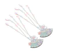 PRETYZOOM 2 Piezas Ancient Style Fan-shaped Hairpins With Kimono Flower And Beaded Tassel Japanese And Chinese Inspired Hair Accessories For Women Secure Duckbill Clips