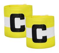 PRETYZOOM 2 Piezas Brazaletes de Capitán de Fútbol Elásticos Profesionales Bandas Ajustables de Nylon Colores Amarillo y Blanco Diseño Resistente y Cómodo para Líderes Campo