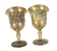 PRETYZOOM 2 Piezas Cáliz Metálico Vintage de Dos Europeo con Diseño Retro de Flor y Castillo Copa Alta para Licor Decorativa para Hogar y Fiestas