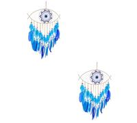 PRETYZOOM 2 Piezas De Pared Decoración De Pared Atrapasueños Decoración Interior Mal De Ojo Decoración Colgante De Pared Azul Fea Ther Atrapasueños Suerte Mal De Ojo Coche Colgante Adorno
