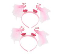 PRETYZOOM 2 Piezas Diadema De Flamenco Diadema Hawaiana Diadema Luau Diadema De Decoración De Fiesta Accesorios De Fiesta De Flamencos Sombrero De Fiesta Hawaiano Rosa El Plastico