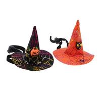 PRETYZOOM 2 Piezas Diadema para Mascotas Temática de Halloween, Sombrero de Bruja Negro y Naranja de Tela, Accesorio Creativo para Perros y Gatos en Fiestas de Halloween