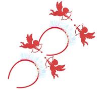 PRETYZOOM 2 Piezas Diademas Rojas para Parejas Diadema Ajustable Diseño Cupido Fiesta San Valentín Bodas Accesorios Cabello