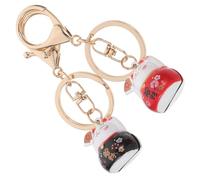 PRETYZOOM 2 Piezas Llavero Gato Suerte con Cascabeles Llavero Metálico Multifunción Colgante de Gato Japonés para Bolsa Decoración para Llaves y Monedero Rojo Negro