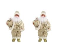 PRETYZOOM 2 Piezas Muñeco De Papá Noel Adorno De Navidad Decoración Navideña Decoración De Fiesta De Navidad Muñeco De Santa Claus De Pie Decoración del Festival Golden Paño