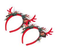 PRETYZOOM 2 Piezas Para Bandas De Fiesta Y Accesorios Oreja Roja Y Cabello Disfraz De Ciervo Banda Temporada Vacaciones Mujeres Cuernos Animales Navidad Bayas Orejas Diadema Festival Cabeza