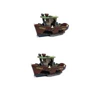 PRETYZOOM 2 Piezas pecera naufragio decoración Decoraciones para peceras Grandes Decoraciones de naufragio decoración pecera decoración Marinera Ornamento del Acuario pecera Artesanal Resina