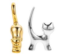 PRETYZOOM 2 Piezas sostenedor del anillo del gato anillos oro Titular de la joyería joyas Pararse jewelry organizer resto de en forma de gato estante de exhibición del cerámica
