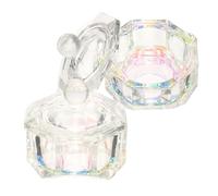 PRETYZOOM 2 piezas Taza de Cristal para Manicura con Tapa Recipiente para Polvo y Líquido de Uñas Vaso Transparente de Vidrio para Mezcla y Almacenamiento Práctico y Portátil