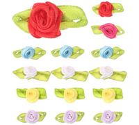 PRETYZOOM 200 Mini Rosas de Cinta de Satén Multicolores 15 CM para Manualidades DIY Flores Artificiales de Tela para Decoración de Diademas Broches y Accesorios