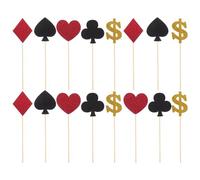 PRETYZOOM 27 Piezas Casino Tartas Topper Glitzer Cupcake Picks Spielkarten Tortenstecker cumpleaños Pasteles decoración para Poker Juego Boda Brautdusche Las Vegas Party Deko