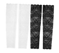 PRETYZOOM 2pares Brazaletes De Encaje Blancos De Mangas De Encaje Estampado Floral Elegantes Fundas Para Brazos Para Bodas Fiestas De Té Accesorios De Novia