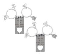 PRETYZOOM 2pares Llavero De Acero Inoxidable Para Casa Nueva Obsequio De Inauguración Para Parejas Decoración Para Fiesta De Inauguración Llavero Para Nuevos Propietarios