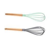 PRETYZOOM 2piezas Batidor De Huevos Manual Inoxidable Unidades Mango De Madera Batidora De Varillas Para Cocina