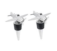 PRETYZOOM 2piezas Tapones para Botellas De Vino De Aleación Reutilizables Forma De Avión Sellado Hermético con Silicona Alimentaria Paquete De Conserva La Frescura y Previene Fugas