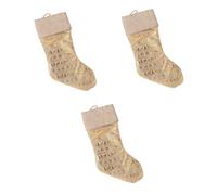 PRETYZOOM 3 Piezas Bolsa de de calcetín de Navidad Calcetines de Navidad Decoración navideña Colgantes navideños calcetín Colgante calcetín de Navidad Colgante Golden