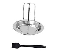 PRETYZOOM 3 Piezas Rejilla Para Pollos De Acero Inoxidable Carne Soporte Vertical Para Pavo Parrilla De Brochetas Rejilla Para Asar Pavo Asador De Pollo Cepillo De Aceite De Silicona Black