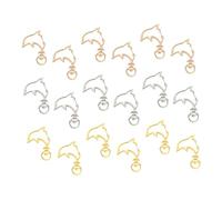 PRETYZOOM 30 piezas Cierres Metálicos Forma de Delfín para Llaveros DIY Anillos de Llave con Diseño Hueco Kit de Accesorios para Manualidades Colores Dorado Plateado y Rosa con Anillo de