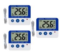 PRETYZOOM 3piezas Digital Interior y Exterior Alarma De Temperatura Alta y Medidor De Temperatura y Humedad Para Refrigeradores Congeladores y Hogar y Azul