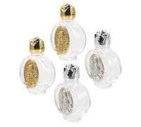 PRETYZOOM 4 Piezas Botellas de Vidrio de 15ml con Tapa en Forma de Rosa y Diseño, Sellado Seguro Prueba de Fugas para Rituales Espirituales y Comuniones