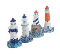 PRETYZOOM 4 piezas figura de faro decoración de mini faro náutico artes y artesanías para niños DIY ornamento faro pastel decorar espuma oficina decoraciones