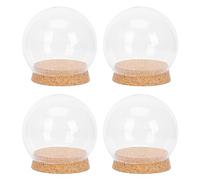PRETYZOOM 4pcs pequeña cúpula de cristal con base de corcho campana de cristal claro globo pantalla terrario redondo para flor conservada rosa mini árbol de Navidad figura recuerdo